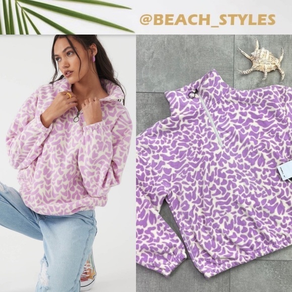 🔆 O'Neill🔆 Womens Sierra Fleece Top jacket cozy warm zip cheetah - Picture 1 of 16